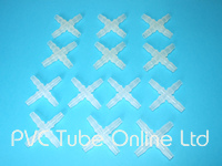 Plastic Cross Connectors for plastic flexible tube. Available in many different sizes. Plastic Cross Connectors for plastic flexible tube. Available in many different sizes.