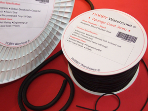 Rubber Gasket Cord - Sponge flexible neoprene available in different sizes and lengths on spools.